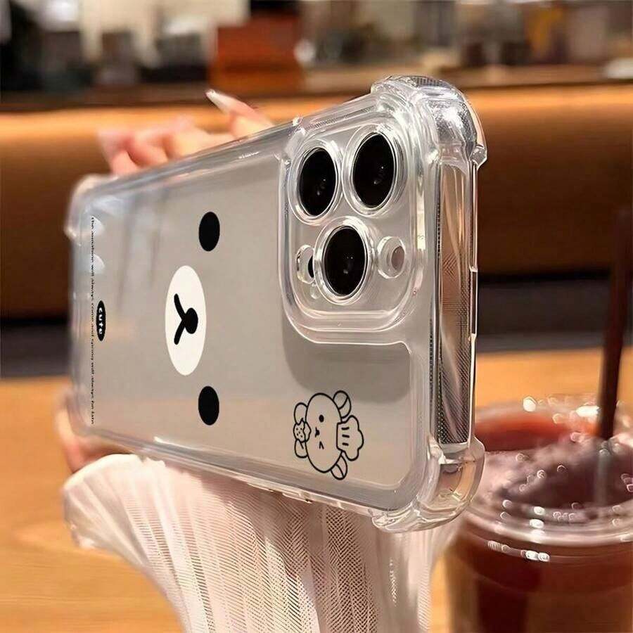 Rilakkuma Bear Cute Phone Case For 16 15 14 13 12 11 Pro Max X XR Xsmax 8 7 Plus, Anti-Fall Transparent Soft Back Cover - Estilo 1 (1 pieza) - Ver 1