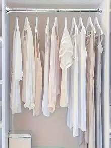 1pc Extra Long No Drill Stainless Steel Adjustable Curtain Rod, 2.5CM Diameter, Black/Silver Curtain Rod, Wardrobe Rail, Retractable Rod, Clothesline, No Drilling Required, Stainless Steel Material, Easy Installation, Multi-Purpose For Bedroom, Balcony, Wardrobe, Outdoor Clothesline, Suitable For Bathroom, Window, RV, Living Room, Bedroom - Tension Rod For Curtains, Closets, Etc. - Multicolor - View 3