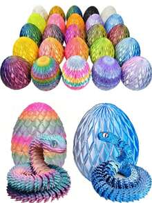 2026 New 30cm Articulated Viper Statue - 3D Printed Soft Posable Snake Toy With Snake Egg, Mythological Creature Design, Home Decor Stress Relief Toy, Suitable For Christmas - Multicolor - View 2