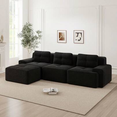 Cloud Modulsofa Boneless L-Shaped Sofa, Modulares Sofa Mit Ottoman, Modulares Cloud-Sofa, 3-Sitzer Corduroy-Cloud-Sofa Für Wohnzimmer, Montagefreies Sofa