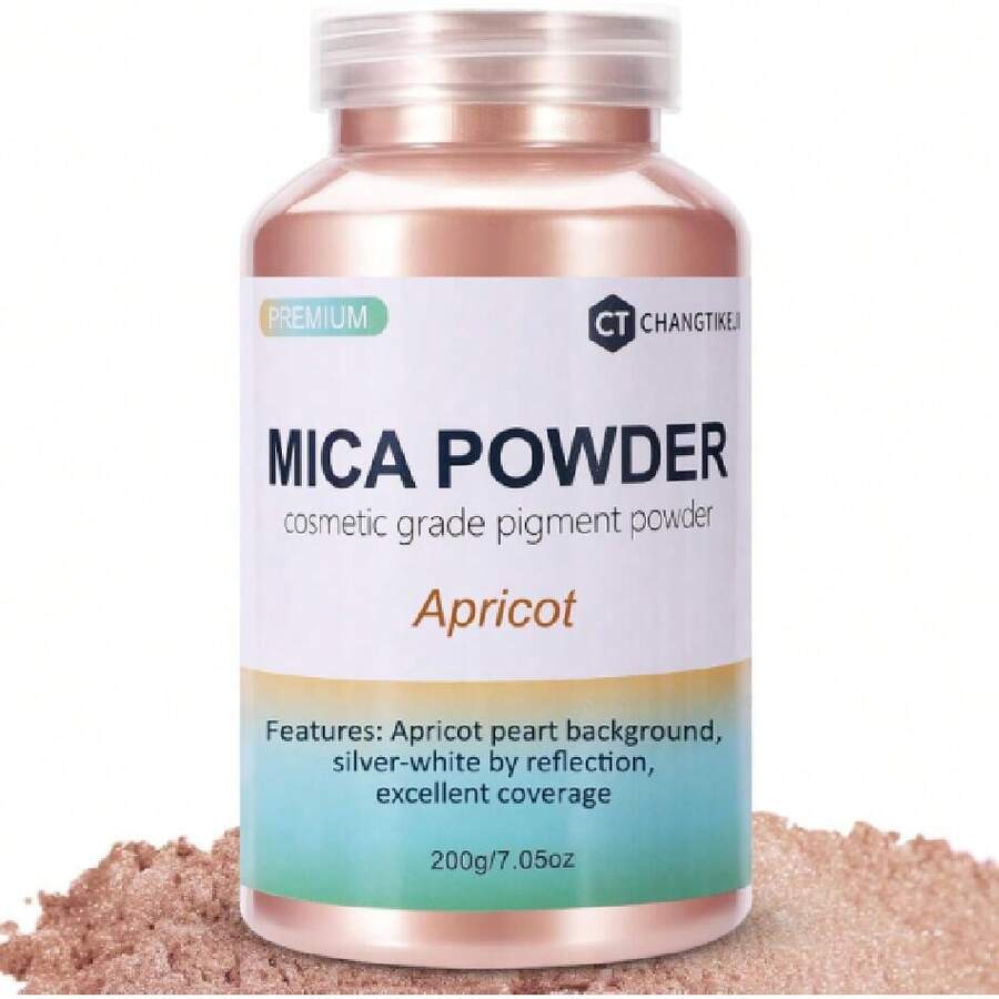 Mica Powder,7.05OZ(200g),Apricot Mica Powder Pigment For Epoxy Resin,Lip Gloss,Car Paint,Dye,Soap Making,Nail Polish,Epoxy Resin,Candle Making,Bath Bombs,38027110 - 杏色 - 查看 1