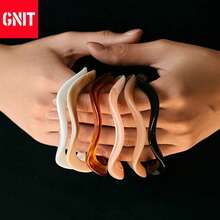 GNIT 1/6pcs Bracelets Featuring An Asymmetric Wave Design Made Of Resin, Available In Multiple Colors, Perfect For Everyday Wear And Festive Parties. - White + Rice + Coffee + Orange + Brown + Black - View 7