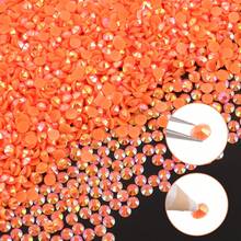 500 件/1000 件树脂果冻钻平底钻迷你圆形钻石 DIY 珠宝配件，适用于手机壳、鞋子、衣服、装饰，2 毫米/3 毫米/4 毫米/5 毫米/6 毫米 - 橘色 - 查看 4