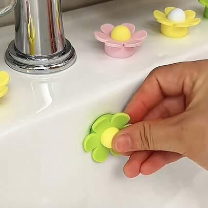 2 pezzi/6 pezzi Tappo in silicone per foro di troppopieno del lavandino - Tappo a forma di fiore per troppopieno, facile da installare, adatto per lavandini da cucina e bagno, previene il trabocco e l'intasamento dell'acqua