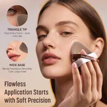 Sponge Set, GloréBrochas 4PCS Micro Porous Low Absorption Foundation Sponges, Latex-Free PU Cushion Puff, 3.2inches Soft Dual-Sided Brown Powder Puff For Face Powder, Individually Wrapped,38053355 - Brun - Visa 2