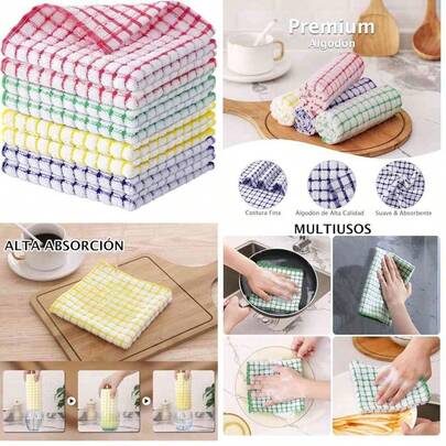 OpenHIPaos de Limpieza de Microfibra, Paos de Cocina de Rizo de Algodn, 30x30cm, Toallas de Microfibra, Super Suaves y Absorbentes, Reutilizables, Secado Rpido para Lavar los Platos, Mezcla de Colores