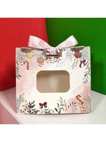 10 pièces/paquet Nouveaux sacs cadeaux de Noël joyeux avec fenêtre en PVC, style INS boîtes à biscuits et bonbons en feuille d'or - Multicolore - Voir 5