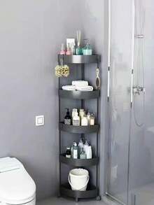 3/4/5层塑料三角滚动置物架兼立式淋浴置物架，节省空间，适用于角落、厨房、客厅、浴室、阳台和玄关，是节日送礼佳品。