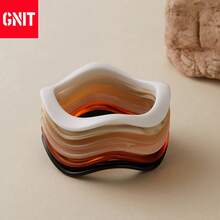 GNIT 1/6pcs Bracelets Featuring An Asymmetric Wave Design Made Of Resin, Available In Multiple Colors, Perfect For Everyday Wear And Festive Parties. - White + Rice + Coffee + Orange + Brown + Black - View 2