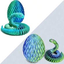 2026 New 30cm Articulated Viper Statue - 3D Printed Soft Posable Snake Toy With Snake Egg, Mythological Creature Design, Home Decor Stress Relief Toy, Suitable For Christmas - Multicolor - View 6