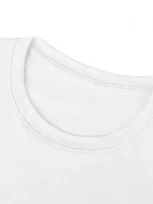 200g 100% Cotton T-Shirt, 2026 Summer Fashion Printed Short-Sleeve T-Shirt, Couple Style, Innerwear, Outerwear, Office Casual Round Neck Short-Sleeve Top - White [Women's Summer Clothing/Fun T-shirt] - View 5