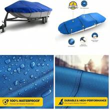OpenHISeal Skin Covers Barco de Cubierta Funda, Tela Resistente de Grado Marino, Compatible con Barcos de 23'-24' de Largo y hasta 102" de Ancho, Proteccin para Todo Clima, Ideal para Amarre, Remolque - Azul marino + 23'-24'l x 102" ancho de viga - Ver 1