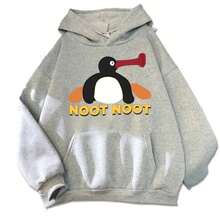 Music-Listening Penguin Emotion Autumn Winter Hoodies Men Fashion Long Sleeve Sweatshirts Women Streetwear Pullovers Sudaderas - Grey - View 7