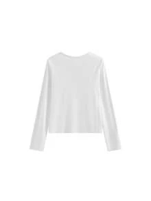 Women's Black V-Neck Knit Cardigan, Slim Fit, New Style For Winter - White - View 4