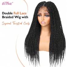 Braided Twisted Wigs For Black Women Double Full Lace Box Braided Twist Wigs Synthetic Glueless Braid Wig With  Hair Tight Twists Coils 24 Inch (1B, Twisted-24),38059044 - 西瓜粉 - 查看 2