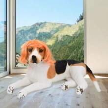 Funny Orange Long Curly Dog Wig, Cat Cosplay Wig, Pet Wigs For Halloween, Christmas, Parties, Festivals, Dog Wigs For Small Medium And Large Dogs,38049243 - Reddish Brown - Xem 5