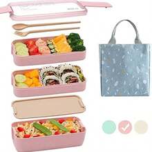 U Chef Lonchera tipo bento con 3 espacios de silicona para comida y almuerzo, Set de contenedores ecolgico para nios o adultos, Diseo elegante y compacto incluye bolsa porttil (Beige) - Beis - Ver 2
