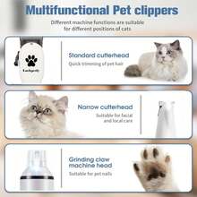 3 PiecesPet Grooming Kit, Includes Electric Pet Hair Clipper, Paw Trimmer, And Nail Grinder. Low Noise, High Power, Detachable Design, LCD Display. Suitable For Grooming Dogs And Cats Of All Sizes - White - View 8