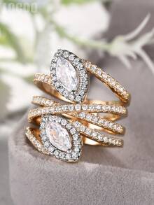 1 PC Romantic Cubic Zirconia Ring For Women For Wedding Engagement Anniversary Party Jewelry Valentine's Day Gift - 1# - View 4