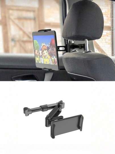 1pc 360° Adjustable Car Headrest Mount Holder, Compatible With 4" To 11" Tablets, Phones, IPad Air/Mini, Tabs And Switch, Essential For Road Trips