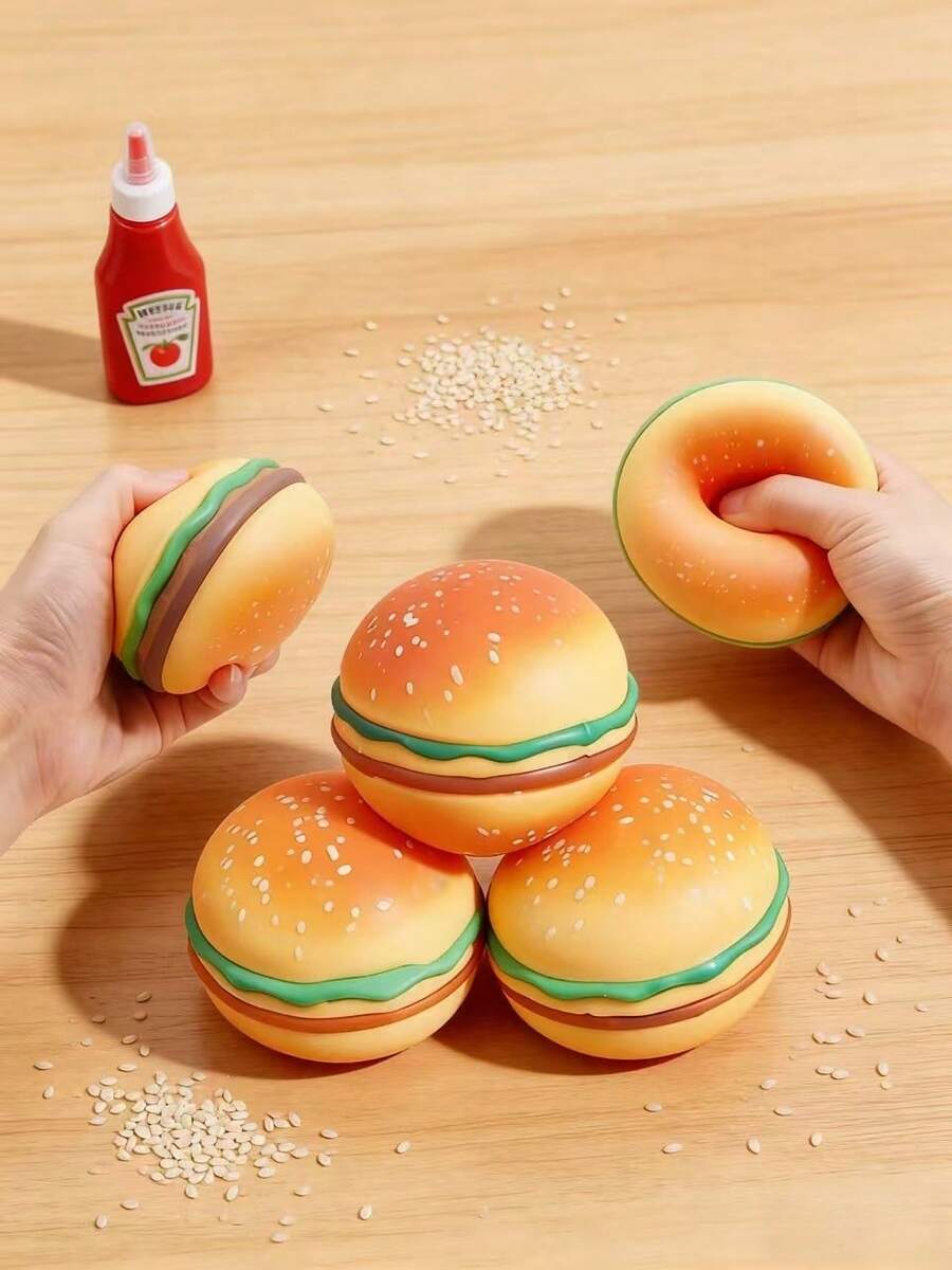 1/2pcs,Simulation Hamburger Stress-Relieving Toys, Fingertip Toys, Stress-Relieving Toys For Teenagers, Creative And Interesting Toys,TRP Stress-Relieving And Venting Gifts, Essential For Relieving Study Pressure, Office Entertainment And Stress Relief, Back-To-School Season Gifts, Portable, And Festival Gifts For Friends
