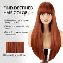Ginger Wigs For Women 22 Inch Long Straight Orange Wig With Bangs Synthetic Wigs For Daily Party Cosplay Wig(22 Inch),38045218 - 薑色 - 查看 2