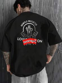 Camisa T unisex. Para hombres. Manga corta. Camisa T de manga corta. Ropa de primavera. Ropa de verano. Prenda de vestir. Prenda superior. Ancha. Silueta grande. Diseño con estampado. Obsequio. Regalo. Estilo street. Primavera. Verano. Otoño. Invierno. Para hombres. - Negro - Ver 1