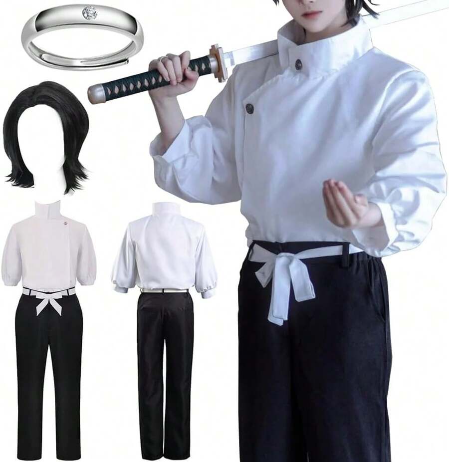 Okkotsu Yuta Costume Uniform School Uniform Full Set Halloween Outfit,37991663 - 紅白色 - 查看 1