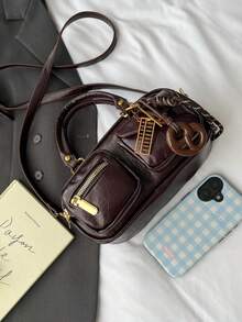 1 pieza Bolso de mano tipo Boston con múltiples bolsillos y correa para el hombro para mujeres, adecuado para fiestas, banquetes, uso diario, puede contener teléfono, espejo, llaves, lápiz labial, billetera, excelente como regalo de Navidad, Día de la Madre, cumpleaños