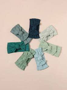 7件套绿色渐变蝴蝶结发带，超柔软宽大，时尚婴儿囟门保护发带，轻盈透气，四季皆宜，拍照和送礼的理想之选。 - 彩色 - 查看 4