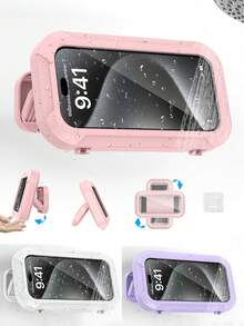 360° Rotation Waterproof Shower Phone Holder, Retractable, Angle Adjustable, Shower Caddy, Shower Organizer, Shower Phone Case, Anti-Fog High Sensitivity Cover Mount Box For Bathroom Wall, Mirror, Bathtub, Kitchen, Waterproof Bathroom Touch Screen Phone Bathroom Decor Summer - One Size - View 2