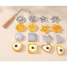 带木柄的布努埃洛斯饼干模具，铝合金玫瑰花形饼干模具，可拆卸蛋糕糕点印刷模具，油炸工具厨房小工具 - 彩色 - 查看 9