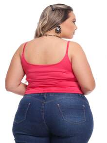TOP Cropped Feminina Suflex Strap PLUS SIZE - Hot Pink - View 2