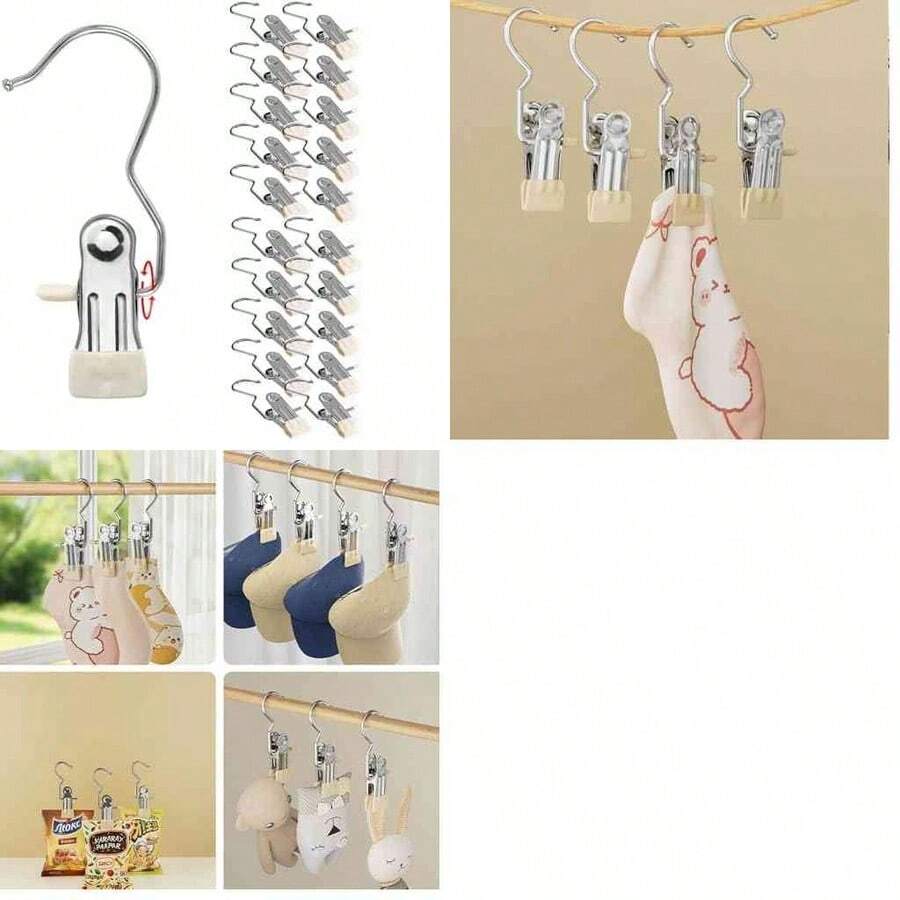 OpenHIPinzas para Ropa de Acero Inoxidable, Perchas para Botas, Gancho Colgante de LavanderaPinzas para Tender la Ropa, Percha para Toallas, Calcetines, Ropa Interior, Pantalones, Jeans (20-Piezas) - 20-piezas - Ver 1