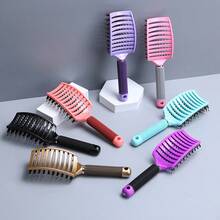 梳齿尼龙材质女士湿发按摩梳，适用于卷发美发沙龙造型，专为真发和假发设计