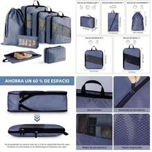 OpenHIOrganizador de Viaje para Maletas-Set de 7 Bolsas Compresibles (Ahorra 50% Espacio)-Impermeable para Ropa,Zapatos,Cosmticos y Accesorios-Organizadores de Equipaje con Bolsas de Almacenamiento (Gris) - gris - Ver 12