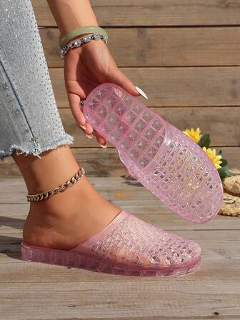 Sandalias planas de red transpirables y sin cordones para mujer