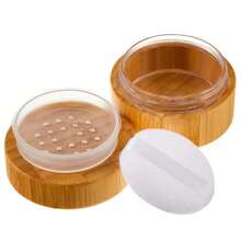 20 Ml Bamboo Loose Powder Puff And Container Empty Dusting Powder Jar For Body Face  Travel Box Compact Case Holder With Sifter Lids And Puff,38053519 - 白色 - 查看 1