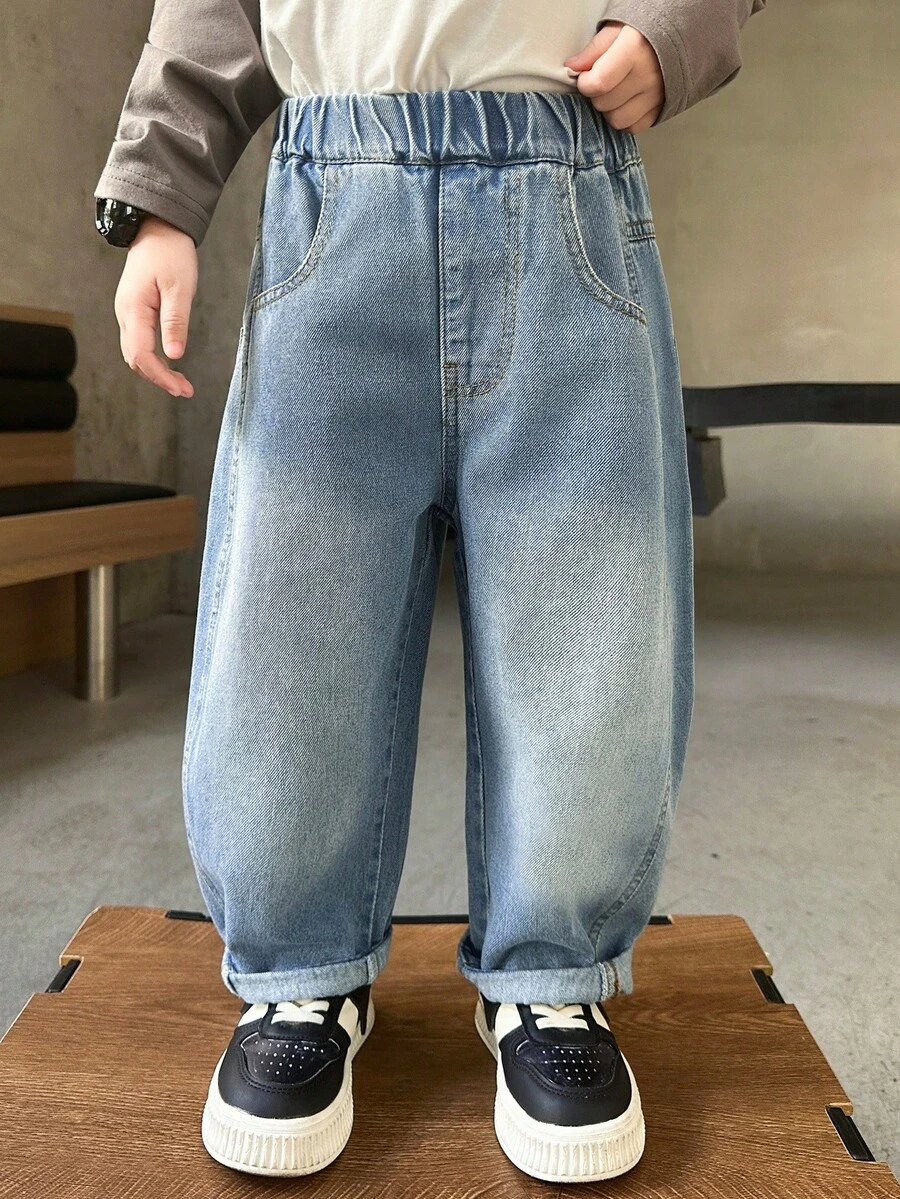 Kleine Jungen Loose Fit Jeans, geeignet für Alltag, Schule, Outdoor & Lässig Tragen, Herbst