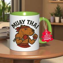 1pc Muay Thai Fighter Ceramic Coffee Mug - Thai Boxing Cup With Muay Thai Warrior Design, Durable & Heat-Resistant, Perfect Gift For Mothers Day, Fathers Day, Christmas, Halloween, Graduation - Ideal For Cafe, Workspace, Bedroom, Best For Christmas - 橘色 - 查看 10