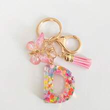 Fashionable Pink Letter Keychain Heart Sequin Butterfly Tassel Keychain DIY Crystal Resin Pendant - Multicolor - View 23