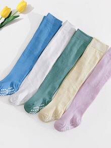 5pcs/Pack Baby Girls' Solid Color Non-Slip Tights, Toddler Daily Versatile Leggings, Suitable For Outdoor Activities - Multicolor - View 3