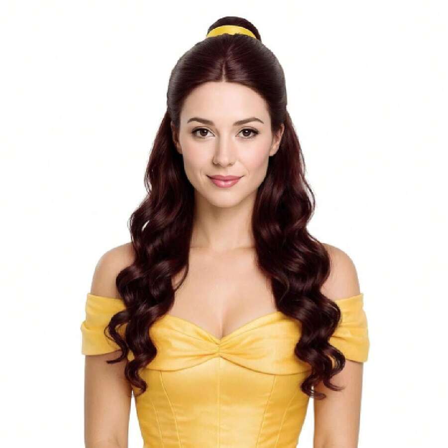 Brown Curly Wig For Women, Long Wavy Princess Wig With Detachable Bun For Halloween Cosplay Costume Party 23.6 Inch,38048024 - 棕色 - 查看 1