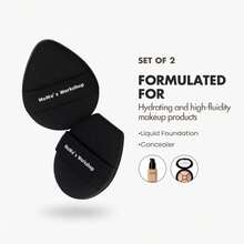TATAMI Black  Puff Set (Flat + Egg Shape) Rubycell,Cushion Puff, Quick Flawless Foundation Application For Hydrating Liquid ,2pcs Foundation Sponge With Case,38053298 - 黑色 - 查看 2