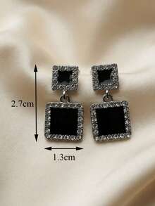 1 đôi Bông tai pha lê hình vuông màu đen Bông tai thả - Nhiều màu - Xem 3