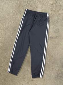 1pc Men's Casual Sports Pants, Loose Fit Joggers For Running, Outdoor, Hiking, Suitable For Daily Commute, Summer Striped Cropped Pants Black Spring - Black - View 3