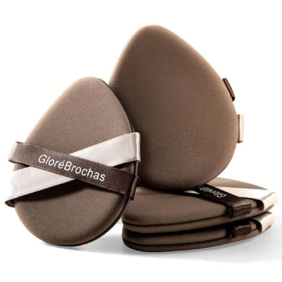 Sponge Set, GloréBrochas 4PCS Micro Porous Low Absorption Foundation Sponges, Latex-Free PU Cushion Puff, 3.2inches Soft Dual-Sided Brown Powder Puff For Face Powder, Individually Wrapped,38053355 - Brun - Visa 1