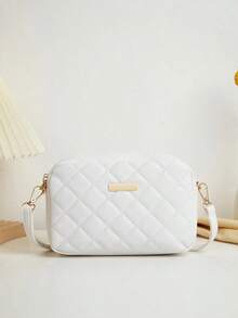 New Fashion Quilted Rhombus Pattern Mini Crossbody Shoulder Bag For Women - 白色 - 查看 3