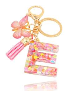 1pc Creative 26 English Alphabet Letter Keychain, Children Backpack Accessory, Butterfly Letter Pendant Keychain For Girls - Multicolor - View 34