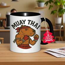 1pc Muay Thai Fighter Ceramic Coffee Mug - Thai Boxing Cup With Muay Thai Warrior Design, Durable & Heat-Resistant, Perfect Gift For Mothers Day, Fathers Day, Christmas, Halloween, Graduation - Ideal For Cafe, Workspace, Bedroom, Best For Christmas - 橘色 - 查看 5